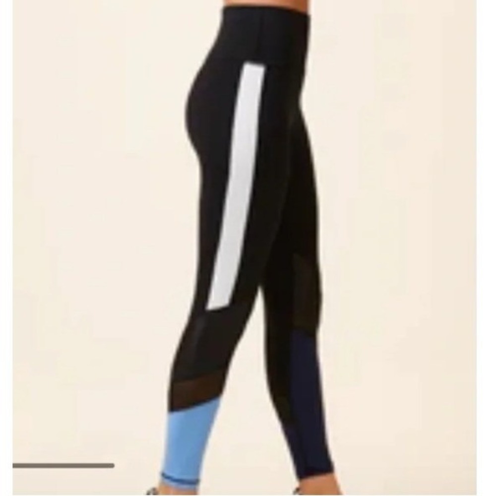 Alala NEW ($130) Women's XS Black Blue Color Block High Rise Leggings Gym